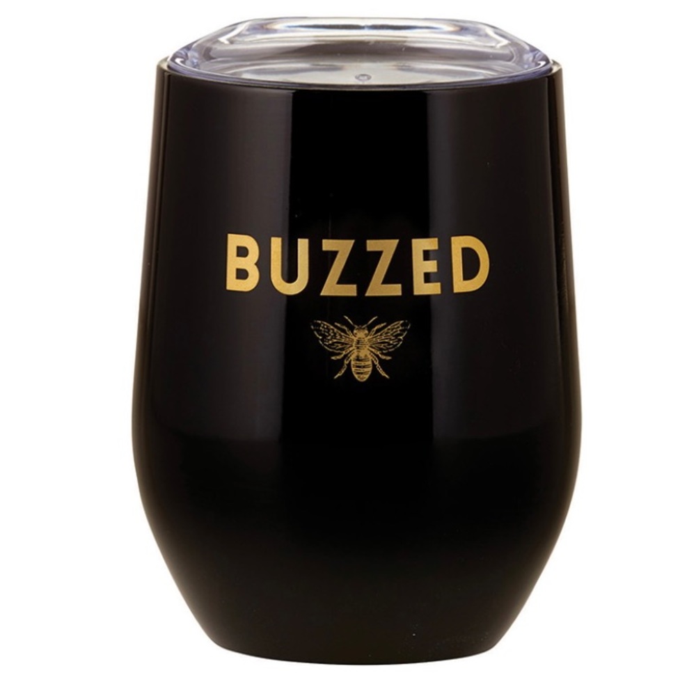 Black & Gold Stemless Wine Tumbler - Buzzed 🐝